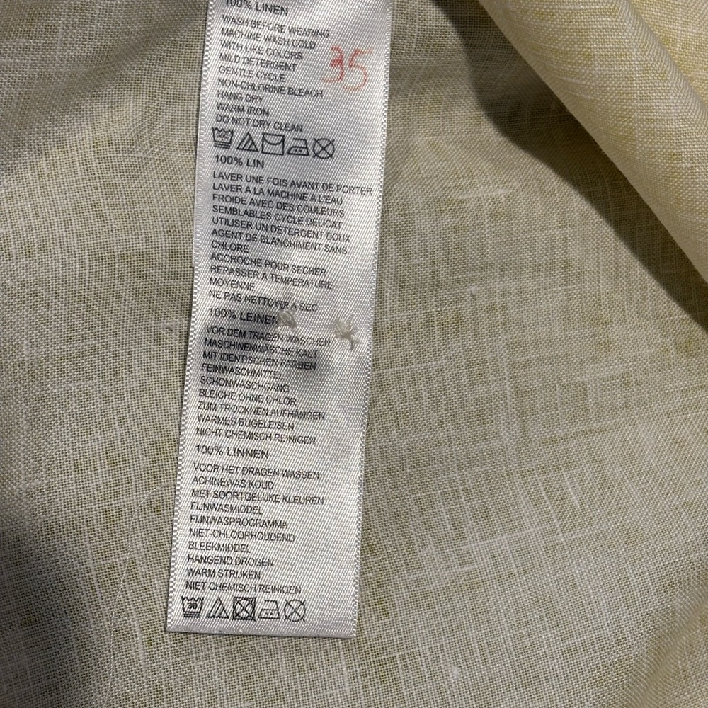 Tommy Bahama Light Yellow Casual Shirt 100% Linen - Picture 14 of 16